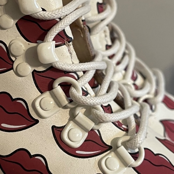 AKID Brand Shoes Kid 5C Pink Jasper Hot Lips Leather Boot White Love Lace Up - Picture 9 of 10